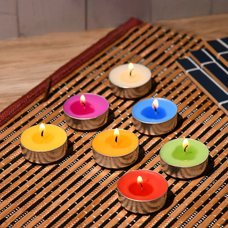 10pcs Round Aluminum Tea Candles Confession Candles Tea Making Heat Preservation Small Candles Smokeless and Odorless Candles