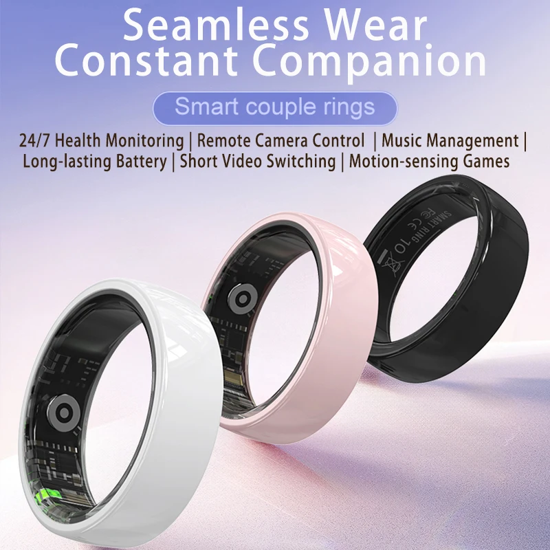 R12 Smart Ring with Charging Case ceramic ring Waterproof Women Health Ring Heart Rate Sleep Monitor Gesture Control SmartRing - 2