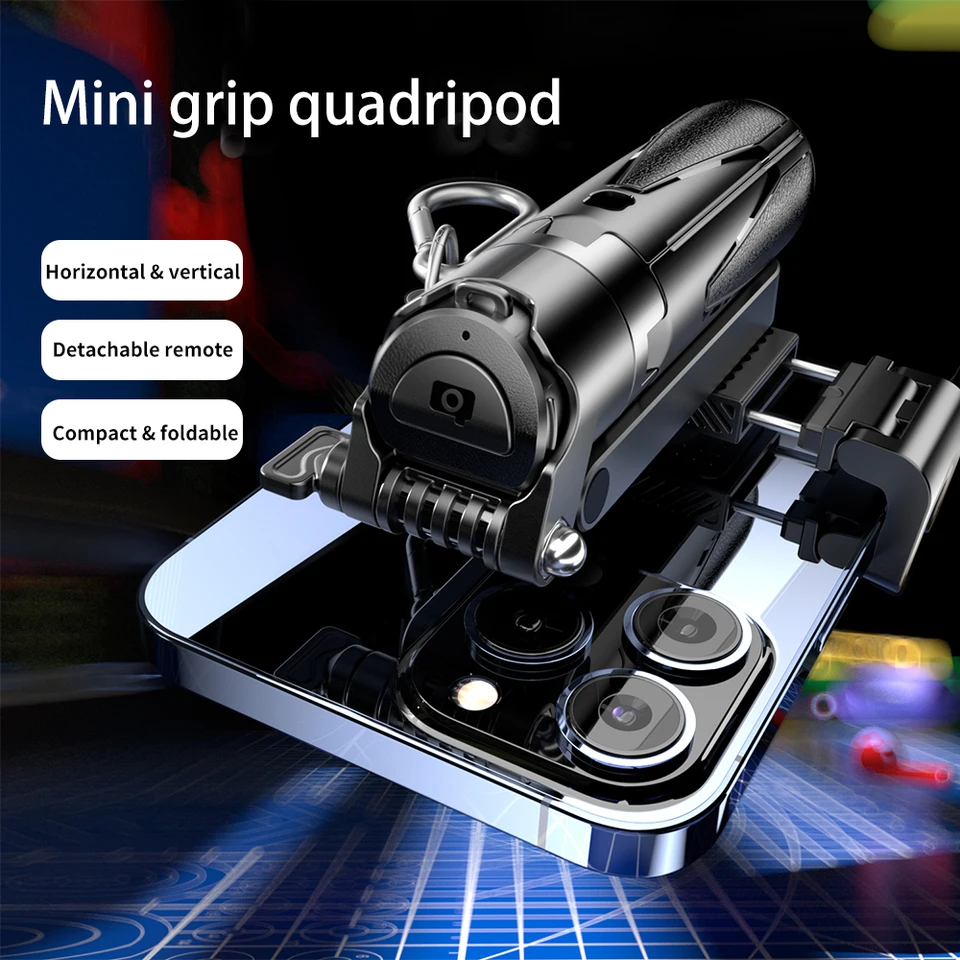 Portable Bluetooth Selfie Stick Tripod With Remote, Foldable Phone Holder Stand For IPhone & Smartphones, Mini Keychain_voghion.com