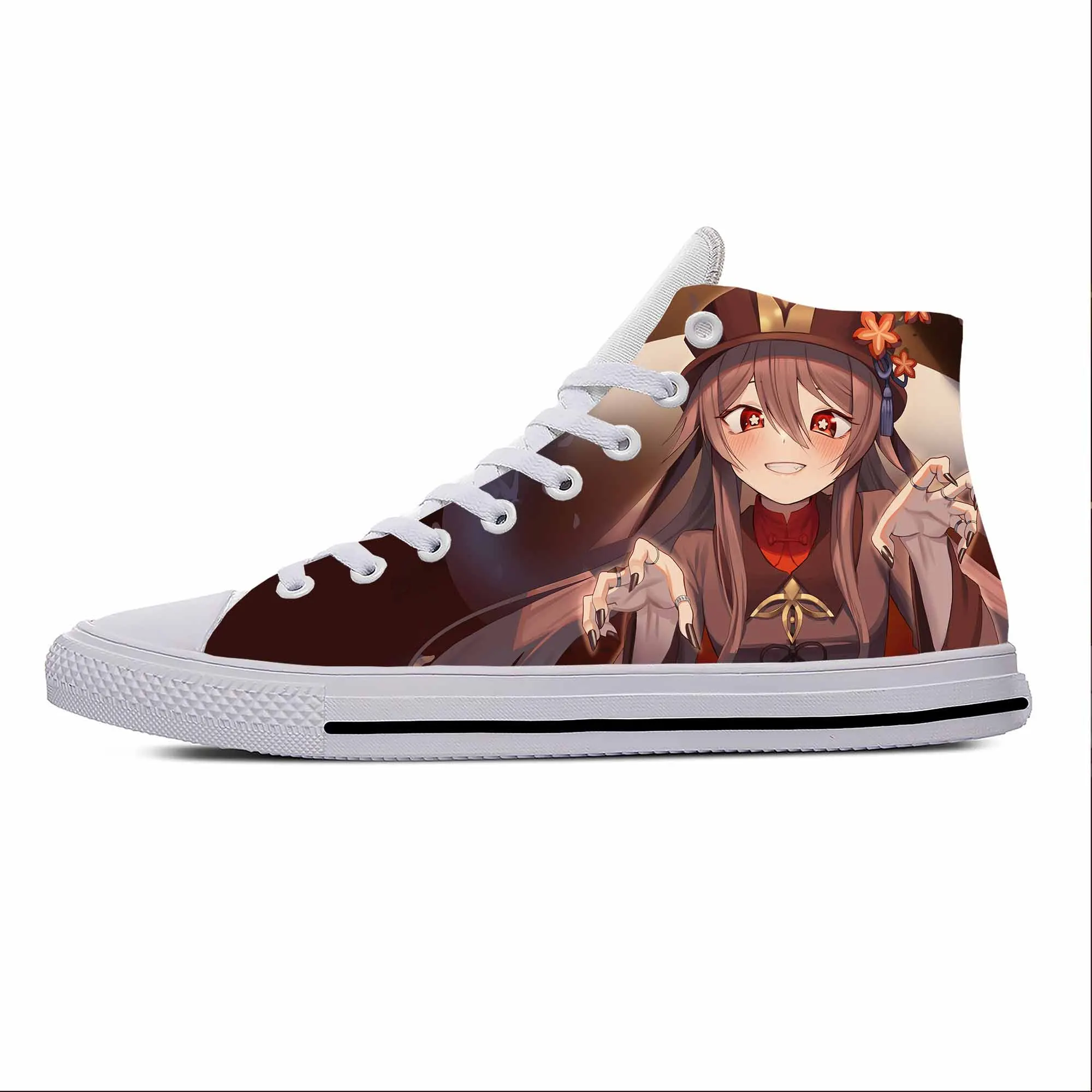 Anime Cartoon Manga Game Genshin Impact Hu Tao Casual Cloth Shoes High Top Lightweight Breathable 3D Print Men Women Sneakers anime manga cartoon genshin impact scaramouche casual cloth shoes high top comfortable breathable 3d print men women sneakers