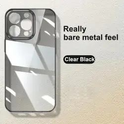 Sleek Glossy Transparent Protective Case with Ultra - Thin Hard Crystal Clear Design - iPhone 15 Plus (Clear Black)