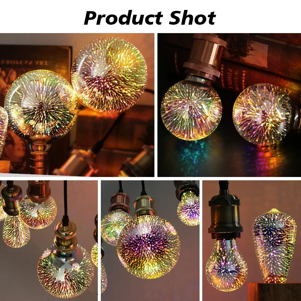 

Edison Light Bulb E27 6W 110V 220V Vintage Star Fireworks Lamp Lighting 3D Decoration LED Holiday Night Light Ampoule LED Lamp