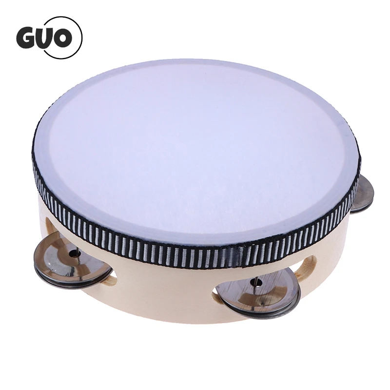 1PC Instrument Tambourine For Dance Concerts 15cm Original Wood Color Premium Wood Polyester Drumming Toy Tambourine