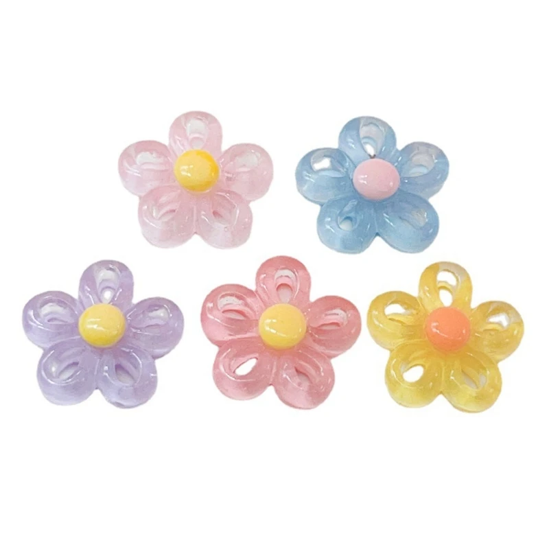 

5 Color 23x23mm Small Five Petals Flower Charm Pendants for Women DIY Colorful Flower Jewelry Necklaces Making Findings