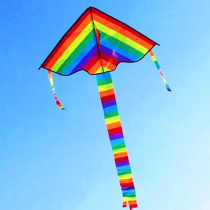 free shipping rainbow delta kites for children kites for kids reel nylon kite butterfly kite quad line kite handles parachute