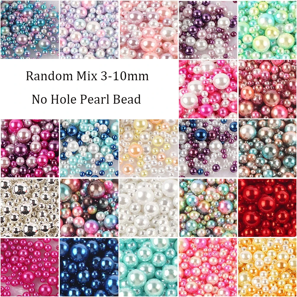 10g abs beads Random Mix 3-10mm No Hole ABS Imitation Pearl Bead For Vase Filler Makeup Brush For DIY Jewelry Making Decor F0912