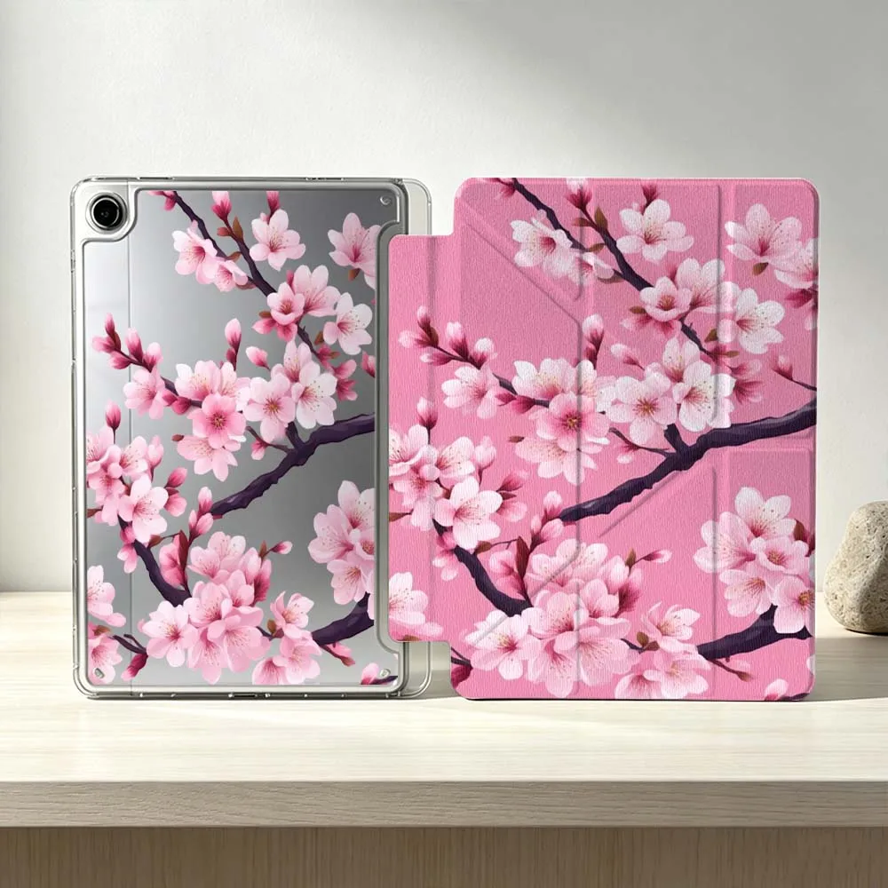 Pink Cherry Blossom Pattern Soft Foldable Tablet Case