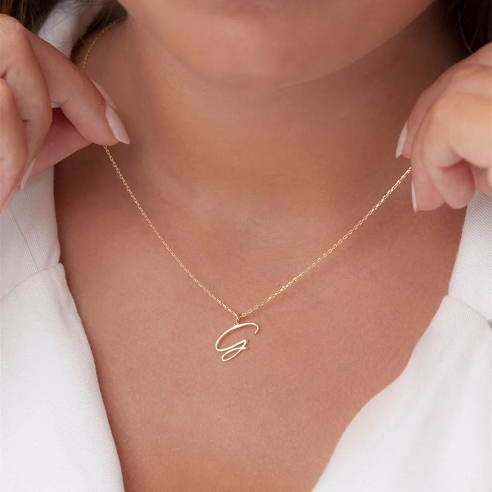 

A-Z Initial Letter Pendant Necklace Custom Jewelry Personalized Name Necklaces Handmade Gothic Choker Customized Gift For Mom