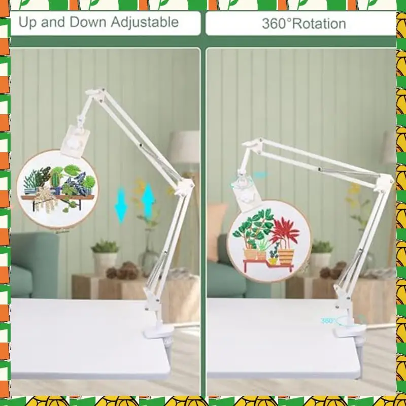 Adjustable Embroidery Hoop Stand-Folding Embroidery, 360 Degree Rotating Crossstitch Stand For Needle Point Projects A Durable