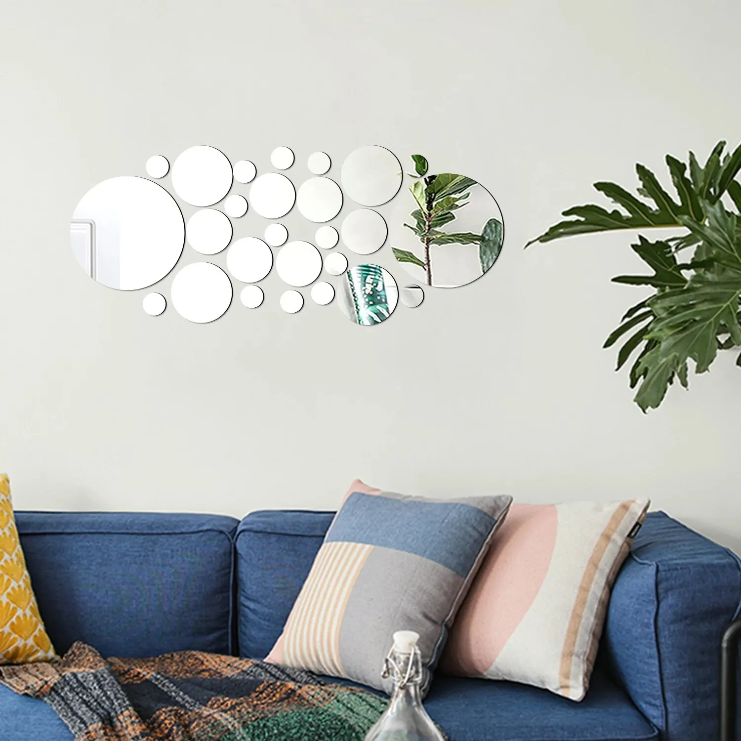 Wall Stickers 26PCS Geometric Circular Crystal Mirror Wall Sticker DIY Bedroom Living Room Home Decoration