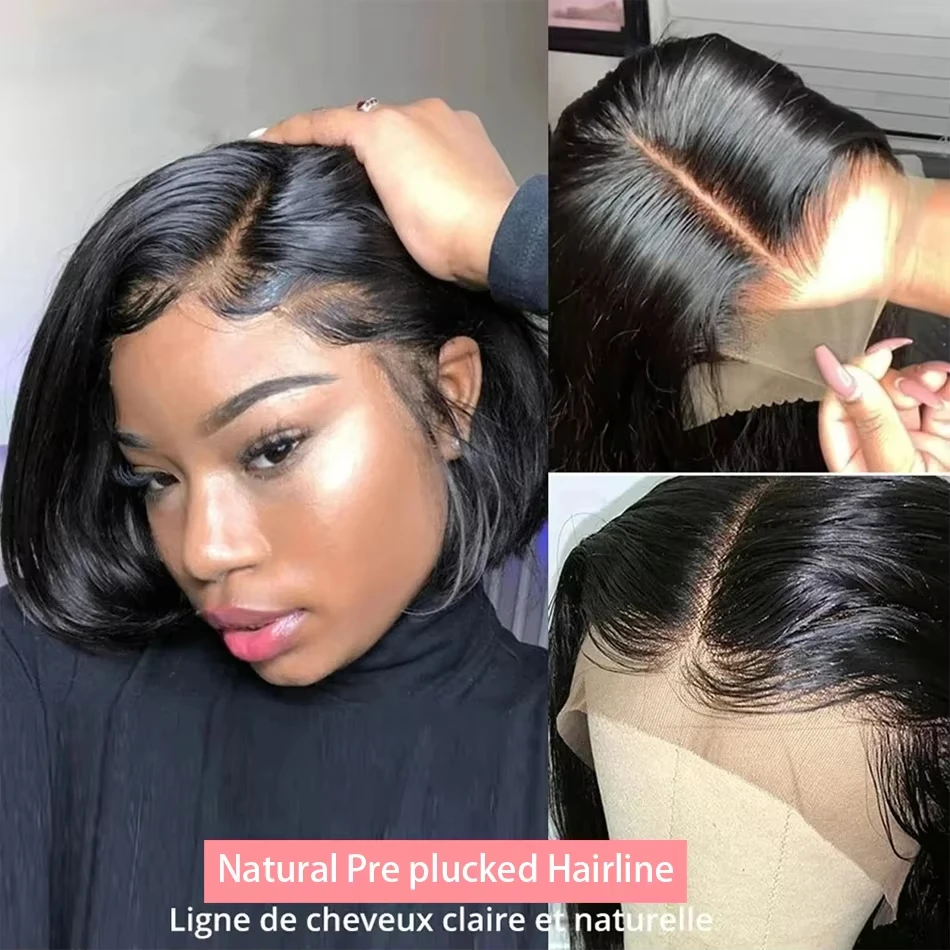 250% Human Hair Wigs Brazilian Remy Bone Straight Short Bob Wig For Women 14 Inch 13x6 Straight Lace Frontal Bob Wig Pre Plucked 5