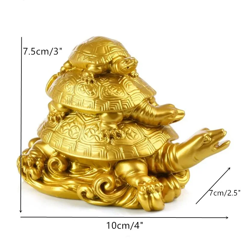 4"L X 2.5" W X 3"H Feng Shui Three Tier Tortoise ( Three Generation Turtle) Statue Home Decor for Healthy andLongevity 6