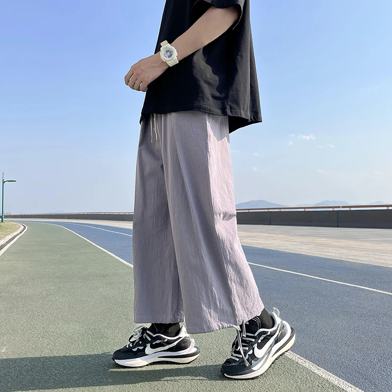 Men Yamamoto Style Cotton Linen Pants Loose Casual Japan Harajuku Large Size Oversize Drawstring Wide Leg Pants Harem Trousers