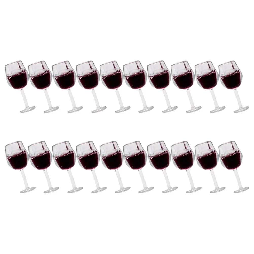 

20 Pcs Baby Dollhouse Glass Cocktail Glasses Decorative Miniature Goblet Resin
