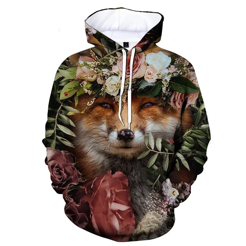 thumbnail image 1 of Sudadera con capucha con estampado 3D de zorro para hombre, moda de primavera y otoño, jersey de manga larga, sudadera informal para niños, sudaderas con capucha geniales de calle, 1 of 4