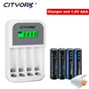 CITYORK 1.2V AAA Ni-MH 1100mAh Rechargeable Batteries 3a battery with 4 Solt LCD display 1.2V AA AAA 2a 3a fast charging charger 1