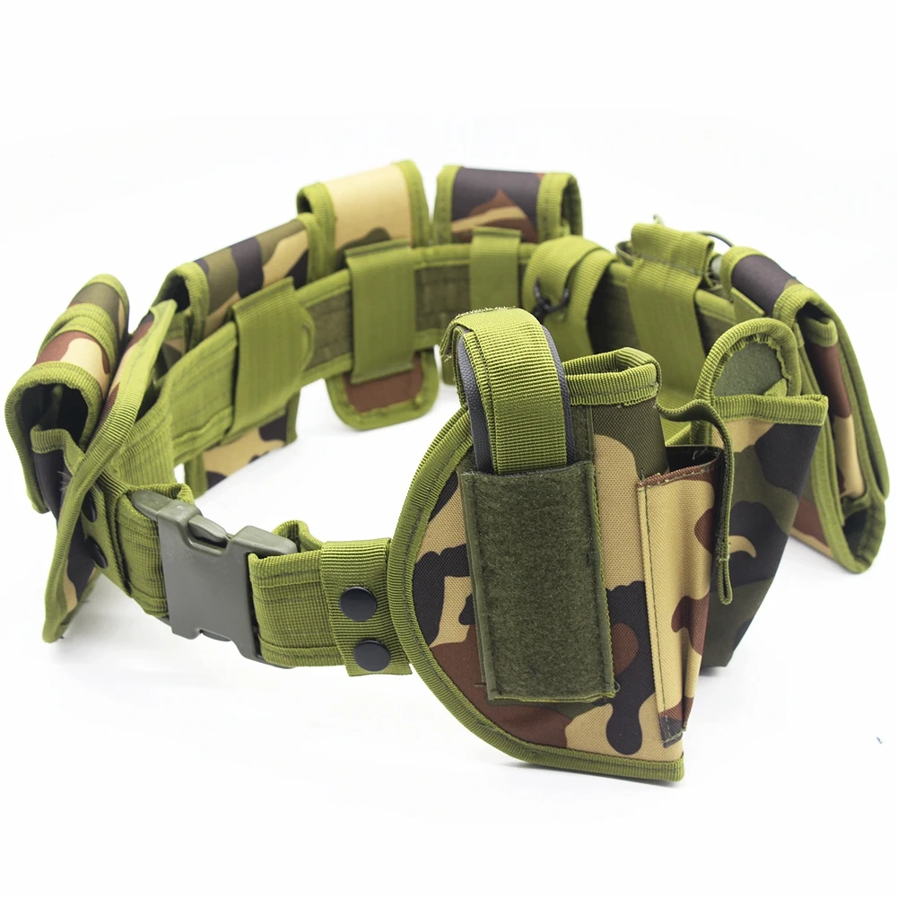 

10 in 1 Tactical Duty Belt Adjustable with Quick-Release Buckle Hunting Belt Gun Holster Baton Pouch