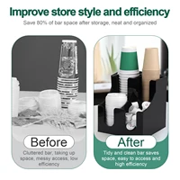 Multi-functional Shelves Acrylic Coffee Cup Dispenser Paper Cup Holder and Water Cup Storage Box for Coffee Shop and Tea Ba 2