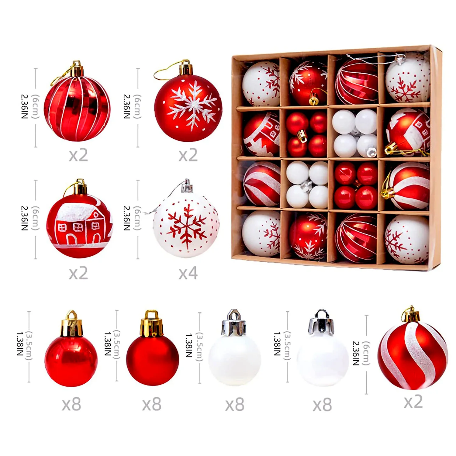 thumbnail image 1 of Bolas de Navidad de 3/6 cm, adornos para árbol de Navidad, bolas colgantes, decoración para fiestas en el hogar, decoración de Navidad de Año Nuevo 2024, 1 of 5