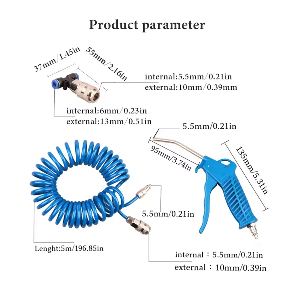 Enhanced Air Duster with Retractable Hose & Steel Nozzle for Industrial and Commercial Cleaning