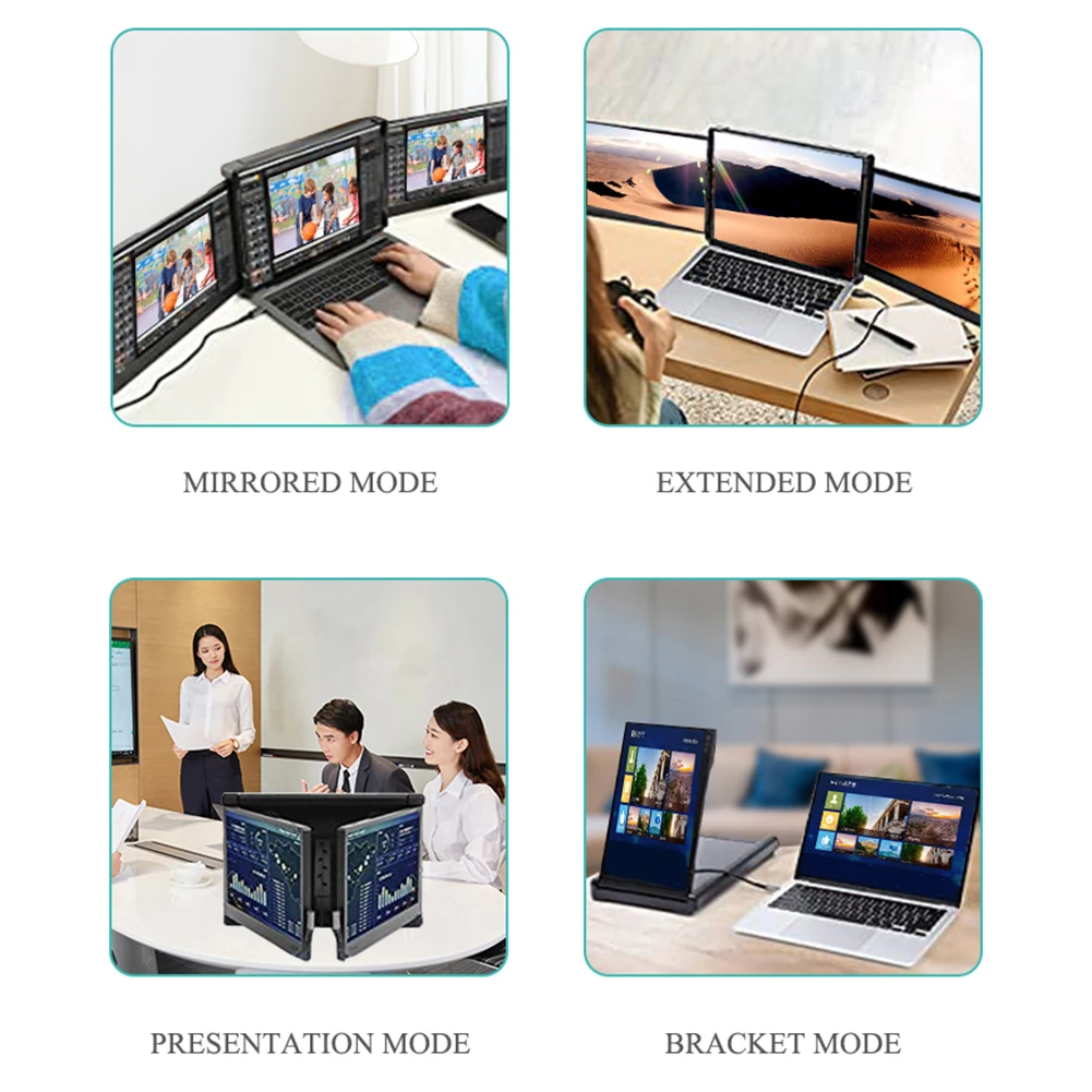 Écran d'ordinateur portable triple moniteur, 13.3 pouces, 6 000 écrans, HD  1080P, pliable, pour touristes - AliExpress