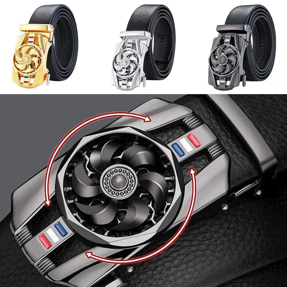 

Men Business Luxury Famous Designer Ratchet Belts Pants Leather Bands Rotatable Buckle Waistband "Luck Is On The Turn" Belt