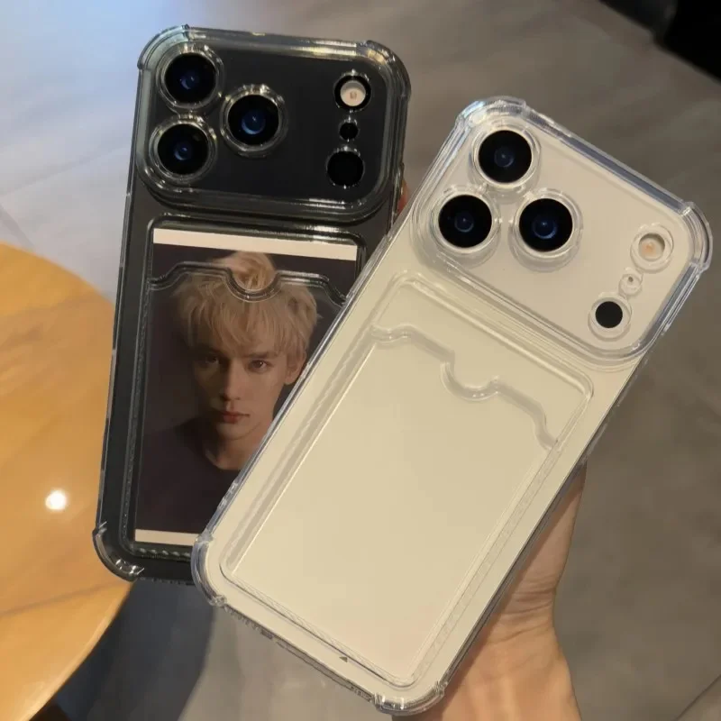 Shockproof Card Holder Pocket Phone Case with Clear Design