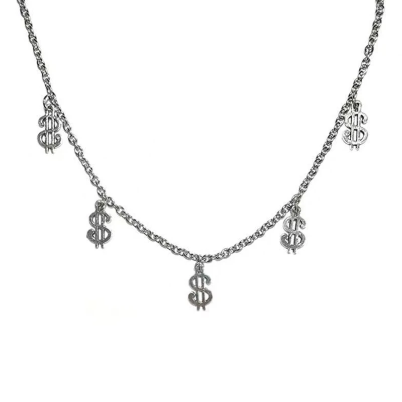 

Y4QE заявление знак доллара ожерелье колье для женщин мода теннисная цепочка воротник подарок