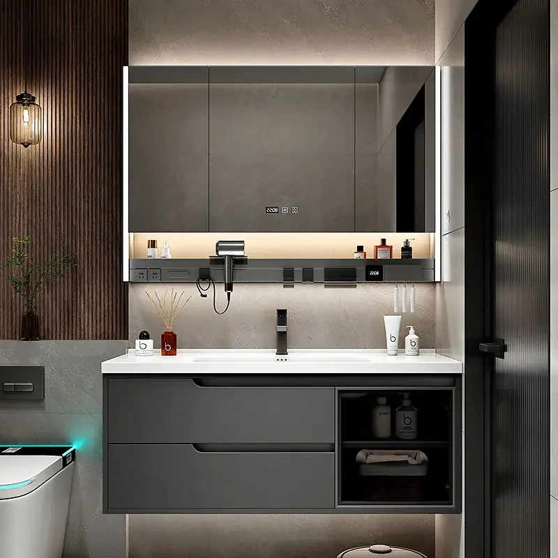 Modern Light Luxury Bathroom Vanities Simple Vanity Bathroom Vanities Solid Wood Partition Drawer Mobiletto Bagno Furniture