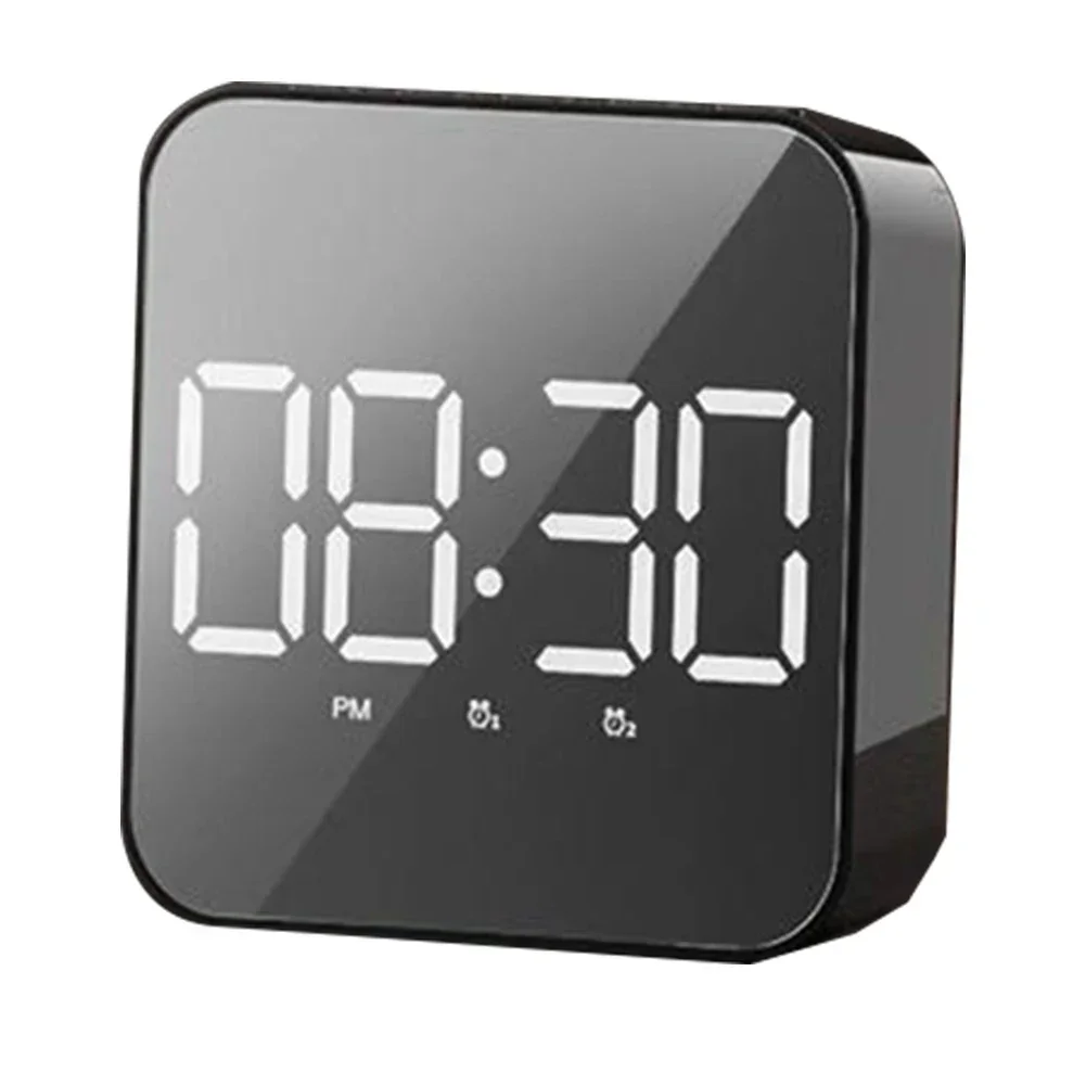 Mirror Digital Alarm Clock LED Display Snooze Wake Silent Calendar Temperature Desktop Dimmable Electronic Desk Clock Home Decor 6