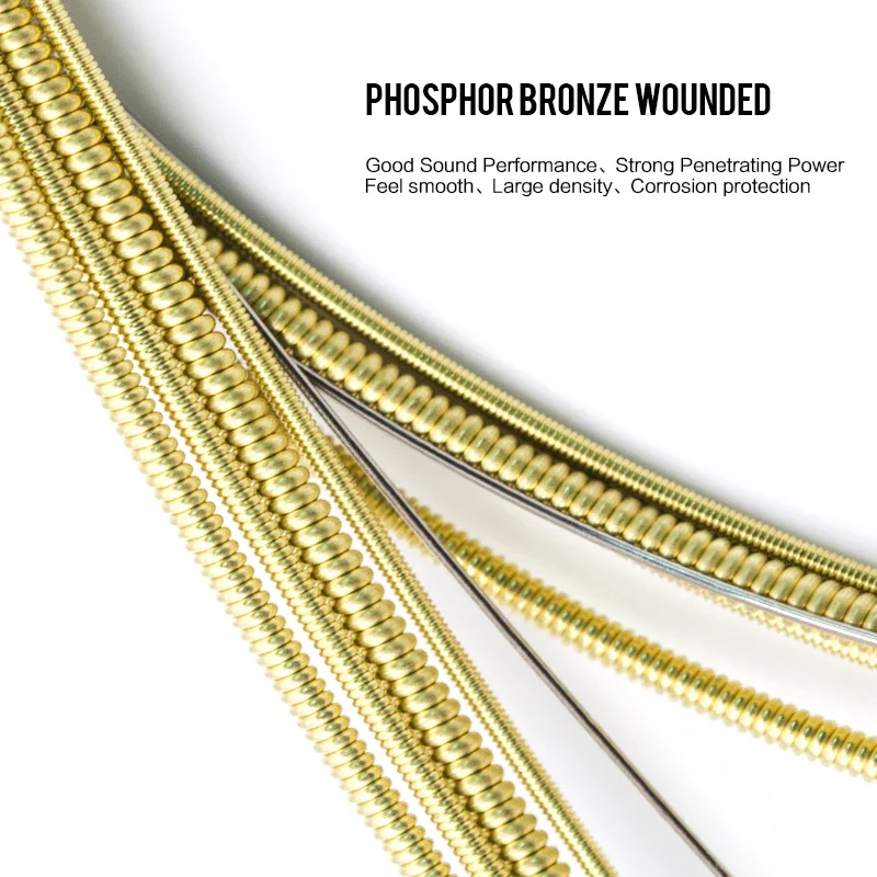 Acoustic guitar strings 1 set Hexagonal core 8% nickel FULL Bronze Bright tone Extra light Medium