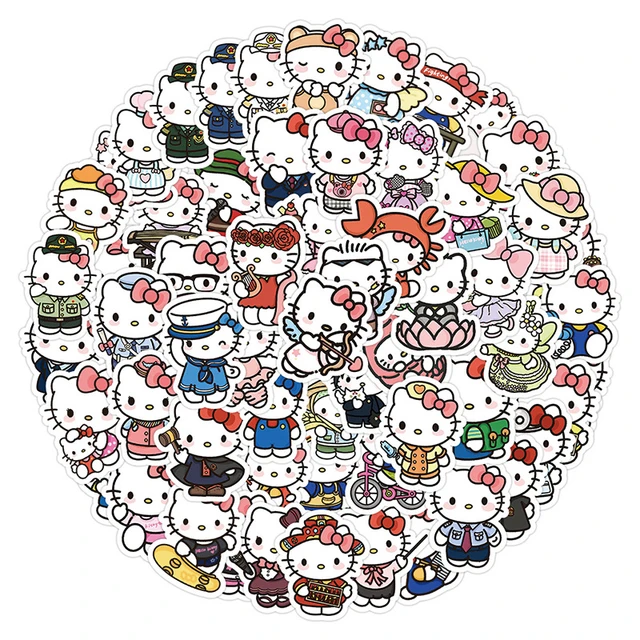 HELLO KITTY Stickers Waterproof Large Kawaii Lot for Laptop Cell Phone 10  PCS