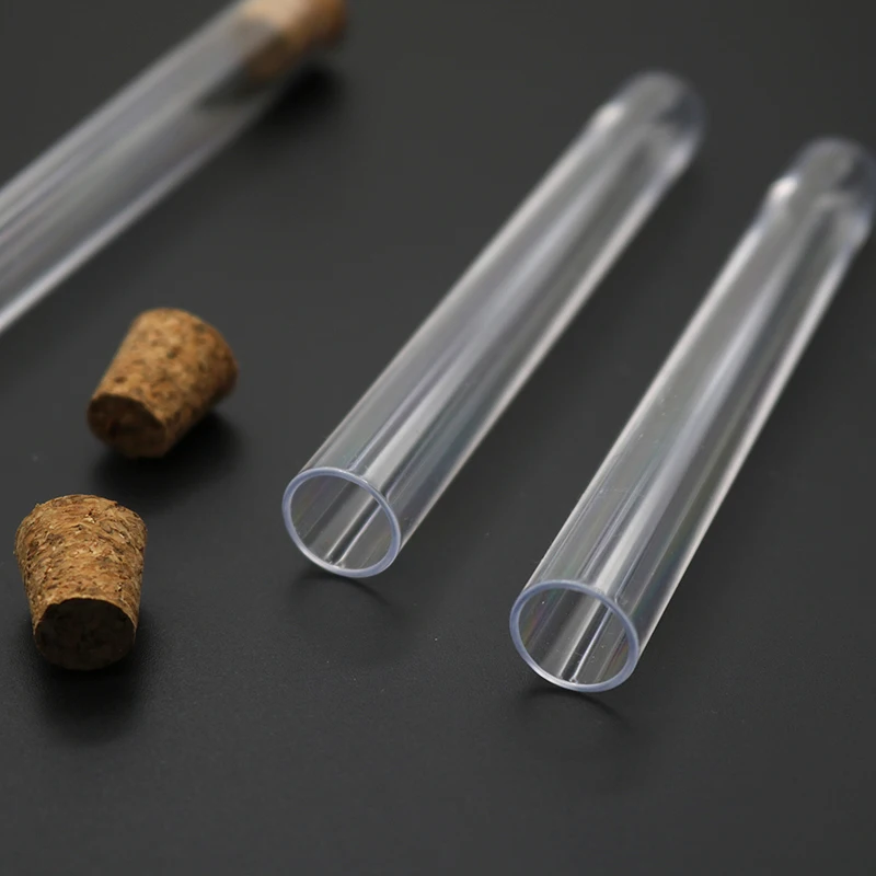 Plastic Test Tubes 10Pcs 12x100mm Transparent Laboratory Plastic Test Tubes With Caps Stoppers School Lab Supplies Accessories