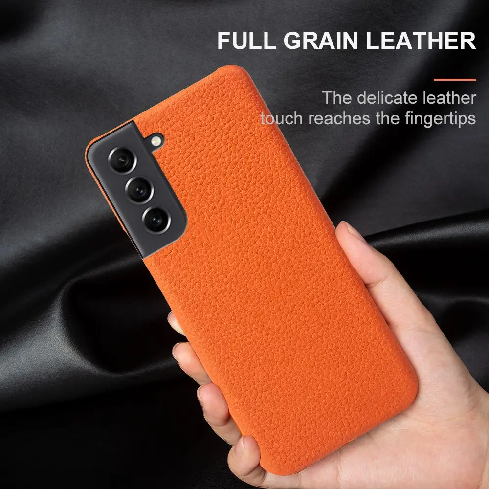 Litchi Pattern Genuine Leather Phone Cover