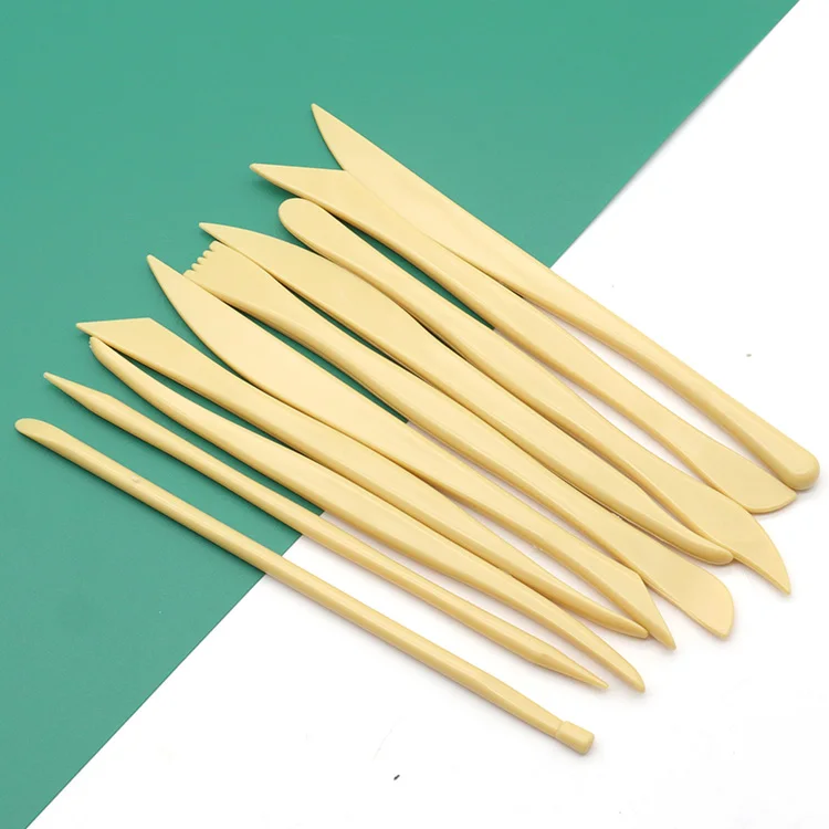 10 PCs Clay Sculpture Tool Set Carving DIY Wooden /Plastic Pottery Knife Tools for Lovers Ceramice Art Craft Shaping Clay Strip