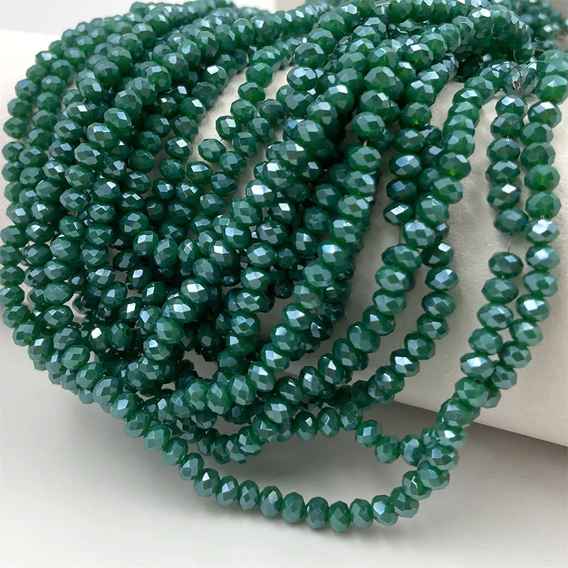 Radiant Jade Green Crystal Rondelle Spacer Beads