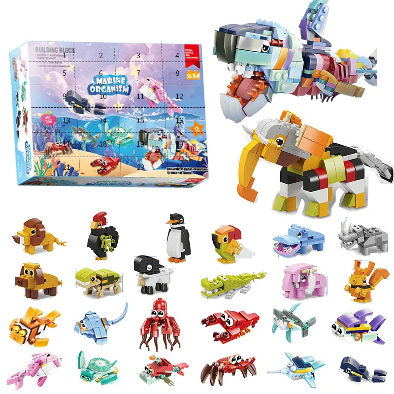 thumbnail image 1 of Building Blocks Christmas Advent Calendar Box Toy for Kids Animal Insects DIY Building Bricks Model Countdown Calendar Xmas Gift, 1 of 4