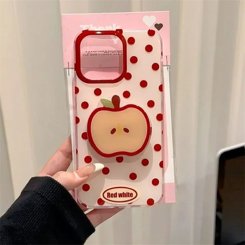 Retro Red Polka Dot Phone Case with Matching Phone Holder