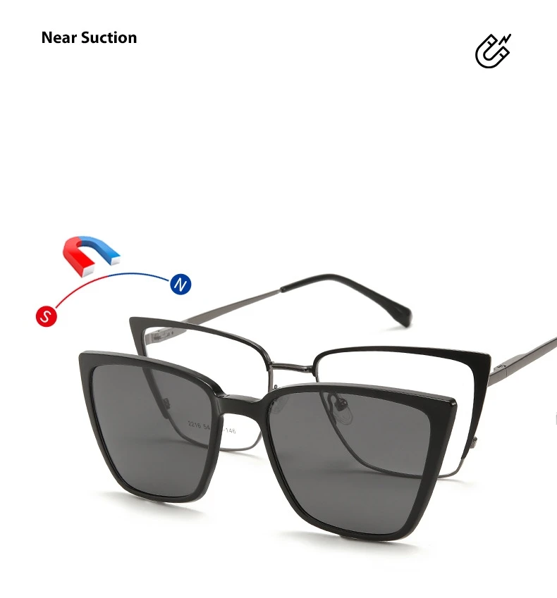 YIMARUILI Mode Polarisierende Clip Magnetische Saug Sonnenbrille Ultra-licht Cat Eye Optische Brillen Rahmen Frauen – Detail 3