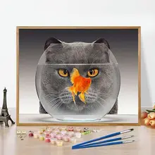 

GATYZTORY Coloring By Number Cats And Goldfish Acrylic Drawing On Canvas Diy Pictures By Number Animal Home Decor Gift