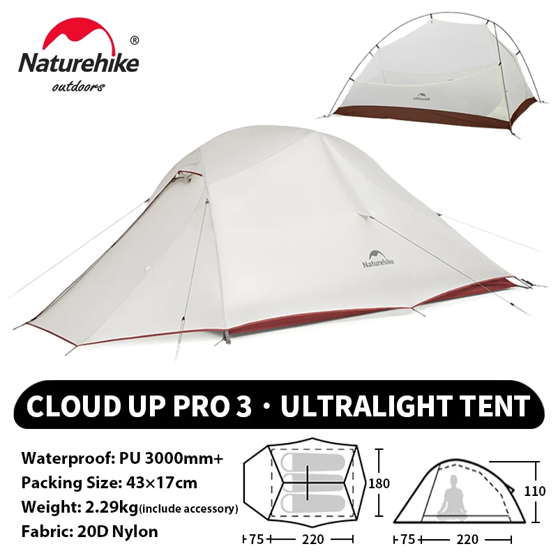 Naturehike アップグレードされたクラウドアップ 3 人用テント屋外