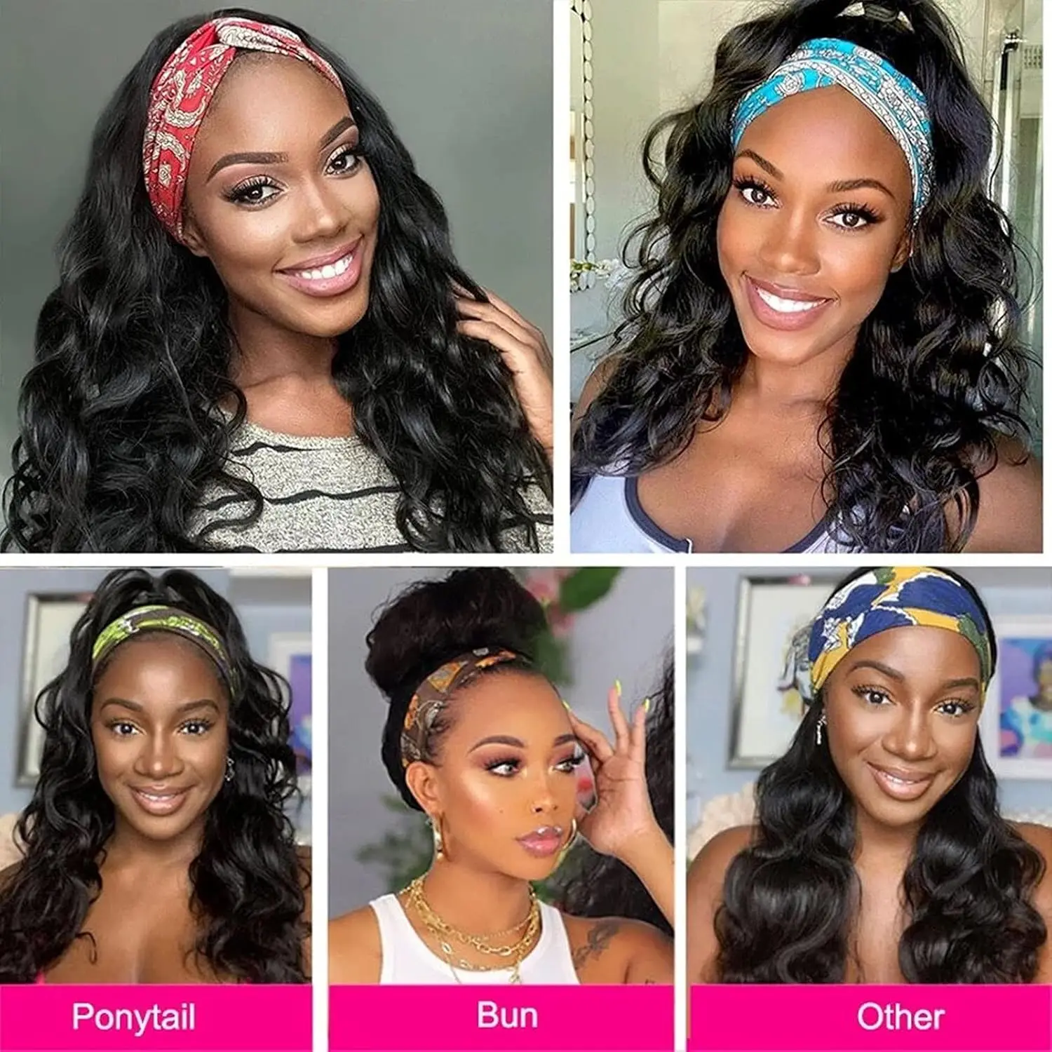 22 Inch Headband Wig Human Hair Wigs None Lace Front Wig Brazilian Virgin Hair Wear and Go Wigs for Black Women 200% Density