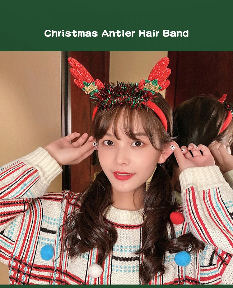 Christmas Headband Reindeer Antlers Horn Christms Tree Hair Band Headwear New Year Party Christmas Gift