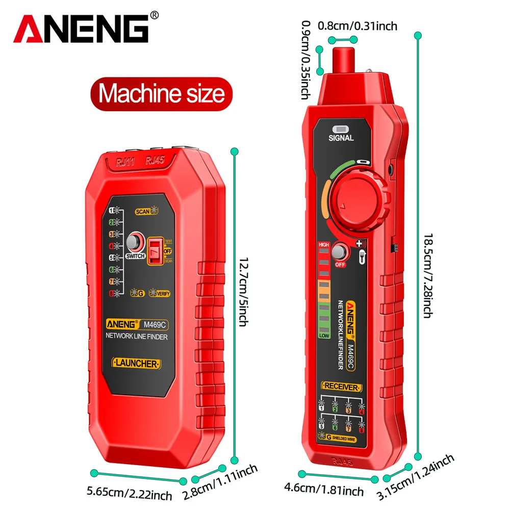 ANENG M469C Network Cable Tester RJ45 RJ11 LAN Cable Network Line Finder Test Proofreading Measure DC Repair Tool
