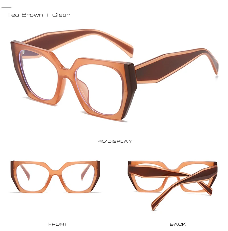 Occhiali da vista polygonali cat eye anti-luce blu moda_voghion.com