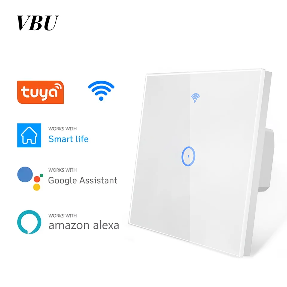 สวิตช์ไฟอัจฉริยะ VBU Wifi EU Tuya แบบสัมผัส 1/2/3 ช่อง สวิตช์เซ็นเซอร์ติดผนัง รองรับ Smart Life สำหรับ Alexa และ Google Home 1