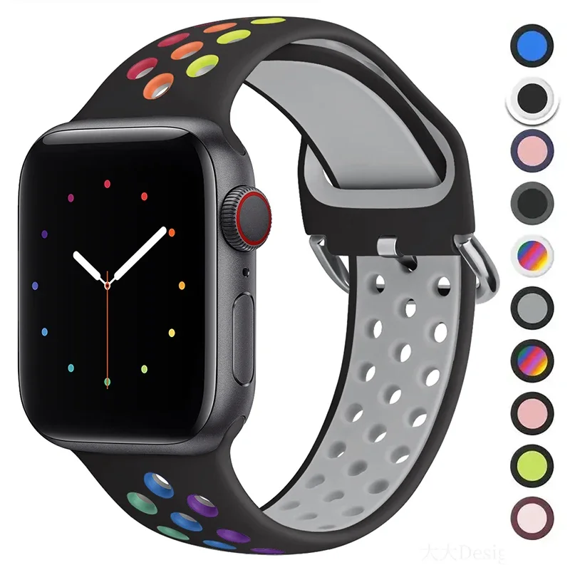 

Мягкий силиконовый ремешок для Apple Watch Band Ultra 49 мм 44 мм 45 мм 42 мм 41 мм 42 мм 38 мм, спортивный ремешок для часов iwatch Serise 8 7 5 6, браслет