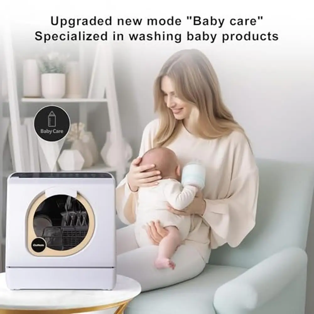 Portable Compact Dishwasher with 5 Washing Modes LED Touch Panel Control and Dual Spray Arms Water Tank Included 3