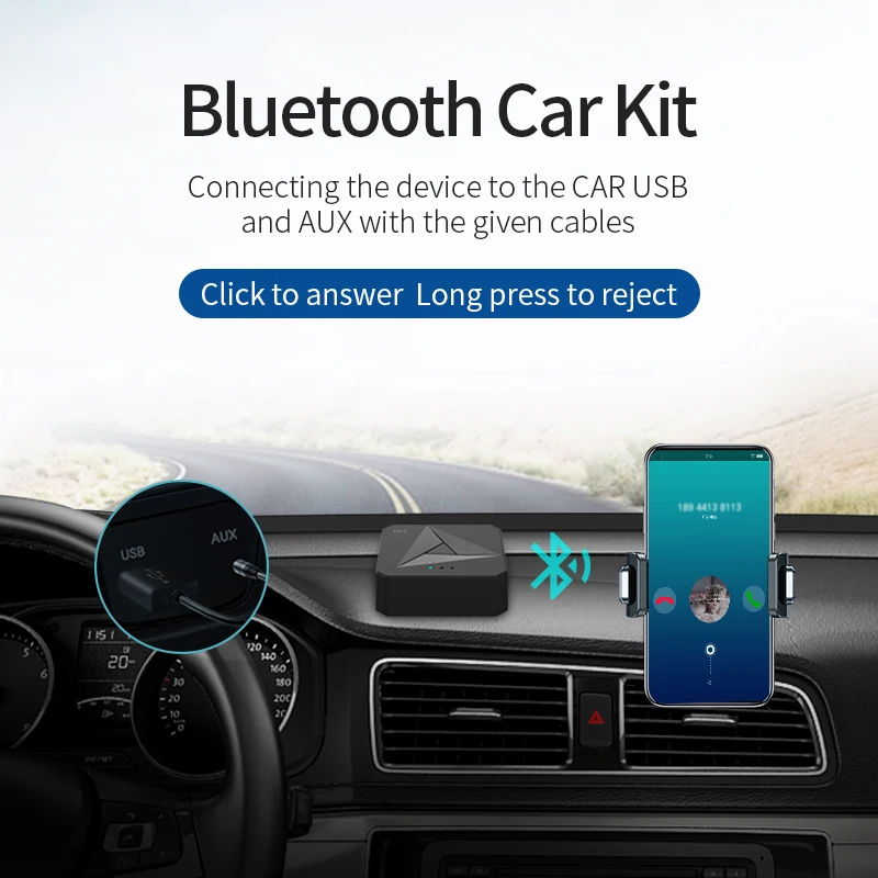 Bluetooth 5.0 Receiver Transmitter 3.5mm AUX Jack RCA Music Wireless Audio Adapter Handsfree Call Mic NFC Car Kit For TV Auto ON