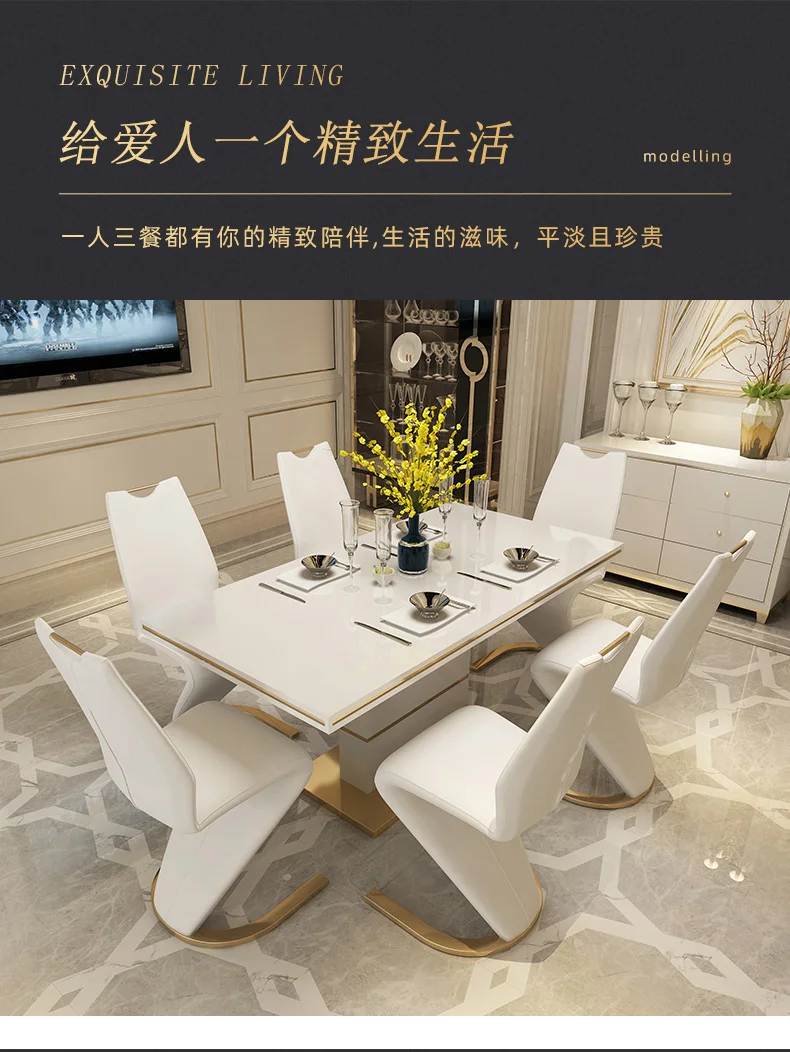 Description Picture 5 of itemCoffee Kitchen Dining Tables Console Living Room Salon Luxury Dining Tables Reception Mesa De Cocina Y Sillas Home Furniture